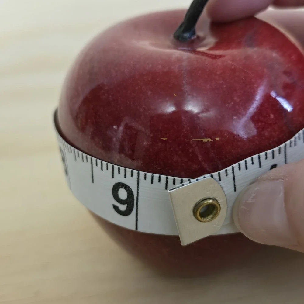 Carved Red Marble Stone Apple Paperweight Figurine Polished Fruit Decor 3.75